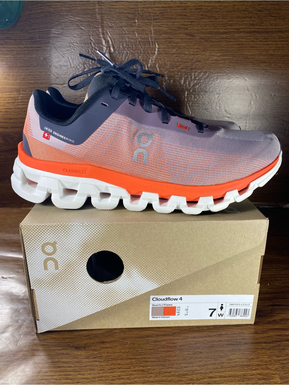 On Running Cloudflow 4 Women's Running Shoes — Pink, Orange, White